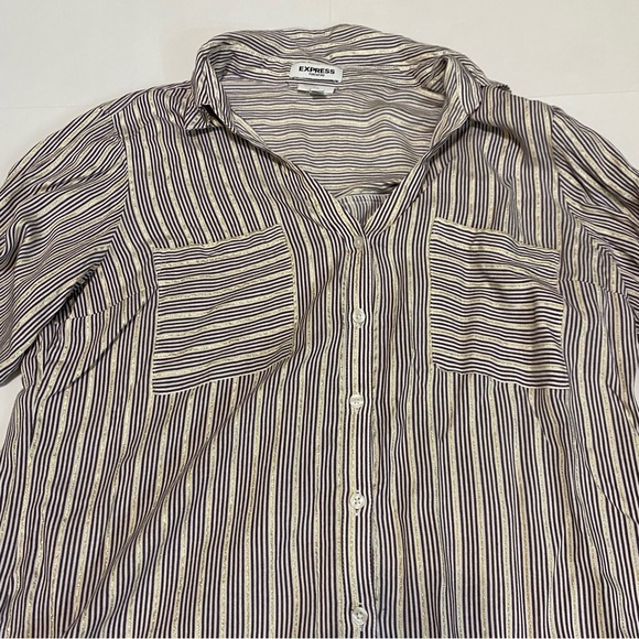 24. ⭐️ Express Purple and Gold Striped Shirt - Picture 3 of 7